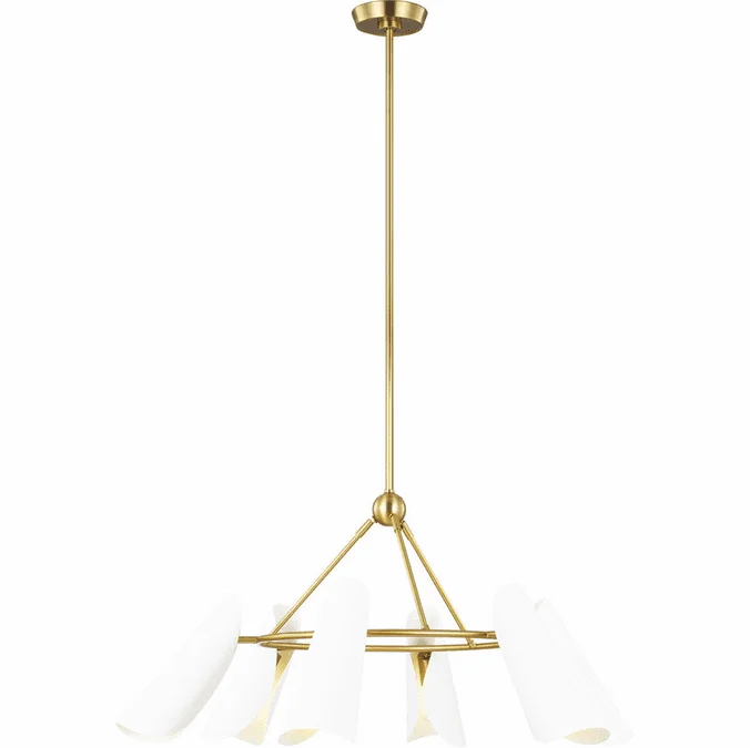 Visual Comfort Studio AEC1036BBSMWT Tresa Modern Matte White and Burnished Brass Chandelier Lighting