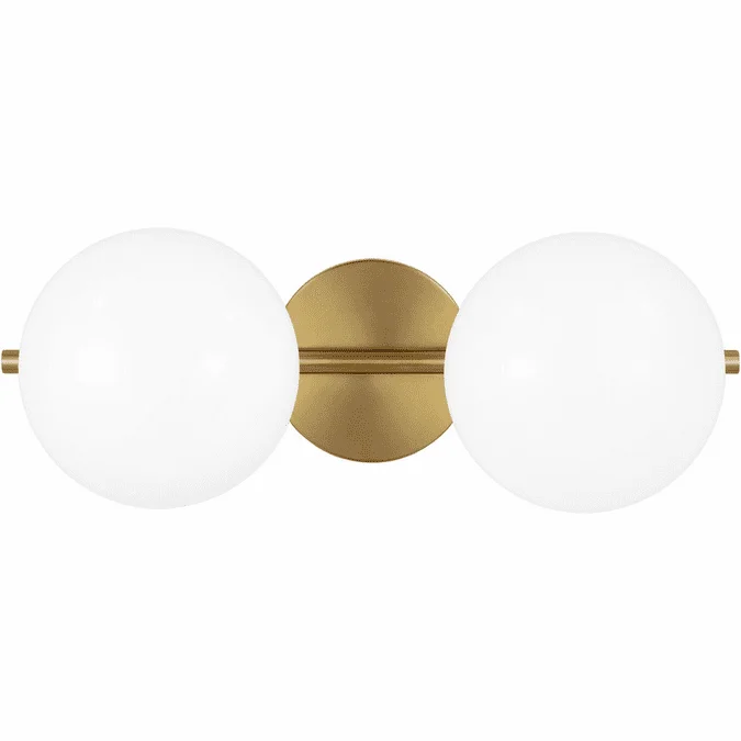 Visual Comfort Studio EV1012BBS Lune Modern Burnished Brass 2-Light Bath Wall Sconce