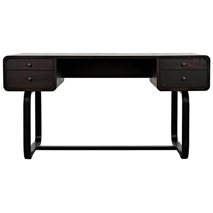 voltes desk, ebony walnut with black steel