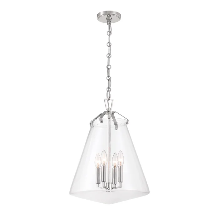 voss 4 light polished nickel pendant