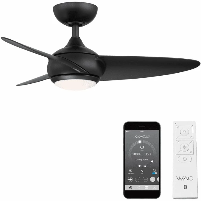 WAC Lighting F-094L-MB Loft Modern Matte Black LED Indoor / Outdoor 38″ Home Ceiling Fan