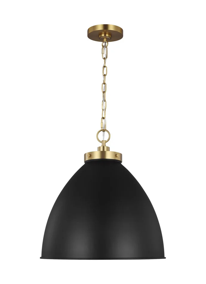 Wellfleet One Light Pendant in Midnight Black and Burnished Brass (454|CP1301MBKBBS)