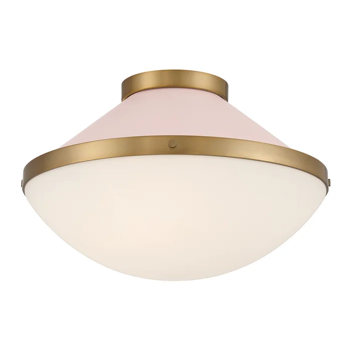 xander 2 light vibrant gold + blush flush mount