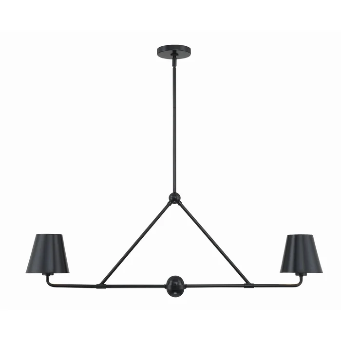 Xavier 2 Light Matte Black Linear Chandelier Steel Shade 42″W x 15″H x 6″D