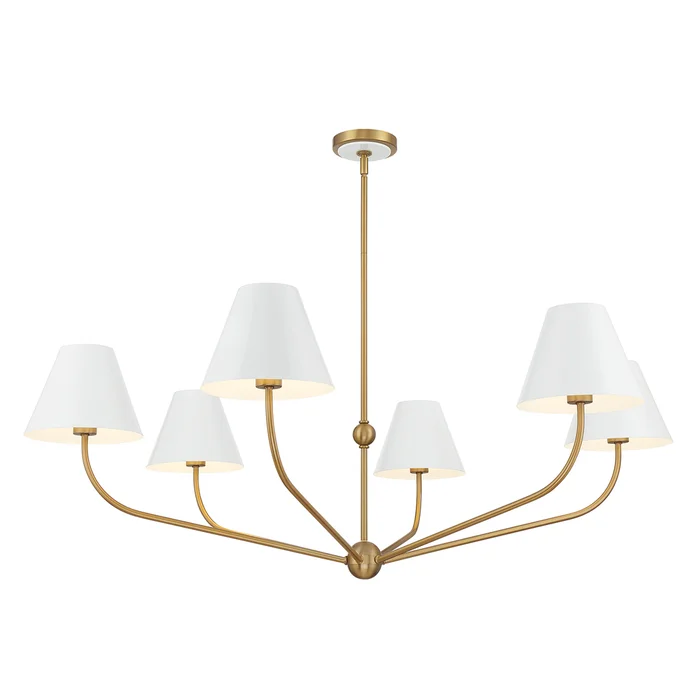 xavier 6 light vibrant gold + white chandelier