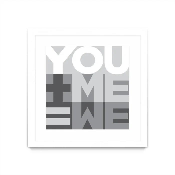 You Me We I Matted and Framed White 36×36 Wall Art|uvre dart murale encadre blanche et mate You Me We I 36×36