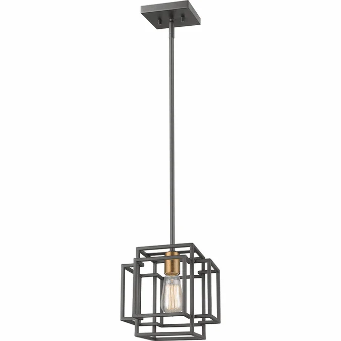 Z-Lite 454MP-BRZ-OBR Titania Contemporary Bronze + Olde Brass Mini Pendant Hanging Light