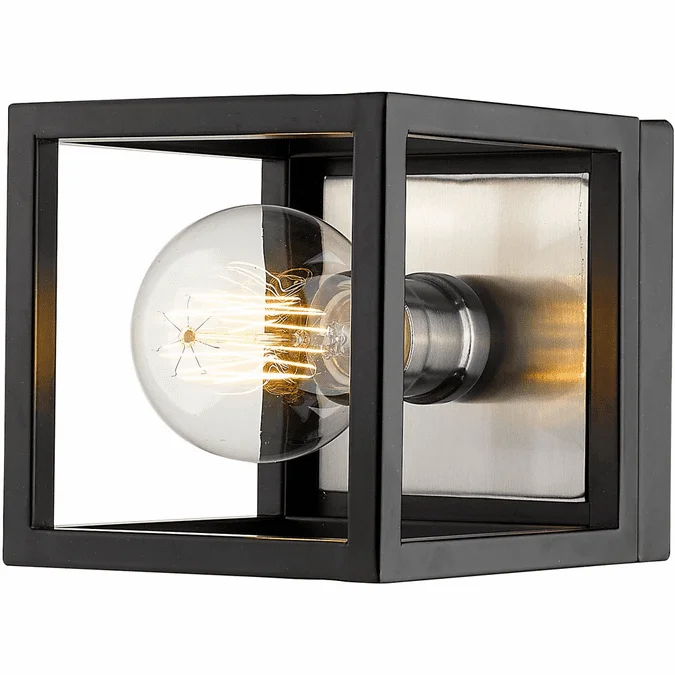 Z-Lite 480-1S-MB-BN Kube Modern Matte Black / Brushed Nickel Wall Light Sconce