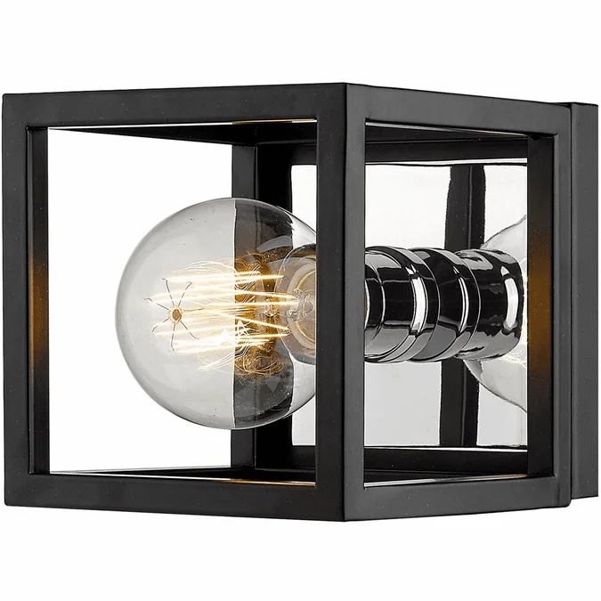 Z-Lite 480-1S-MB-CH Kube Contemporary Matte Black / Chrome Wall Sconce Light