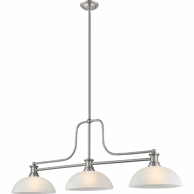 Z-Lite 725-3BN-DWL14 Melange Contemporary Brushed Nickel & White Linen Island Light Fixture
