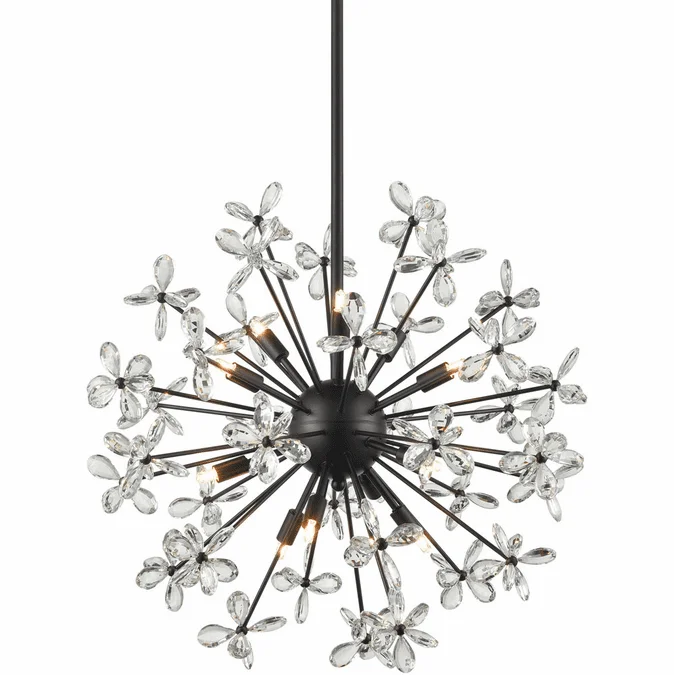 Zeev Lighting CD10210/12/MBK Adelle Modern Matte Black Ceiling Pendant Light