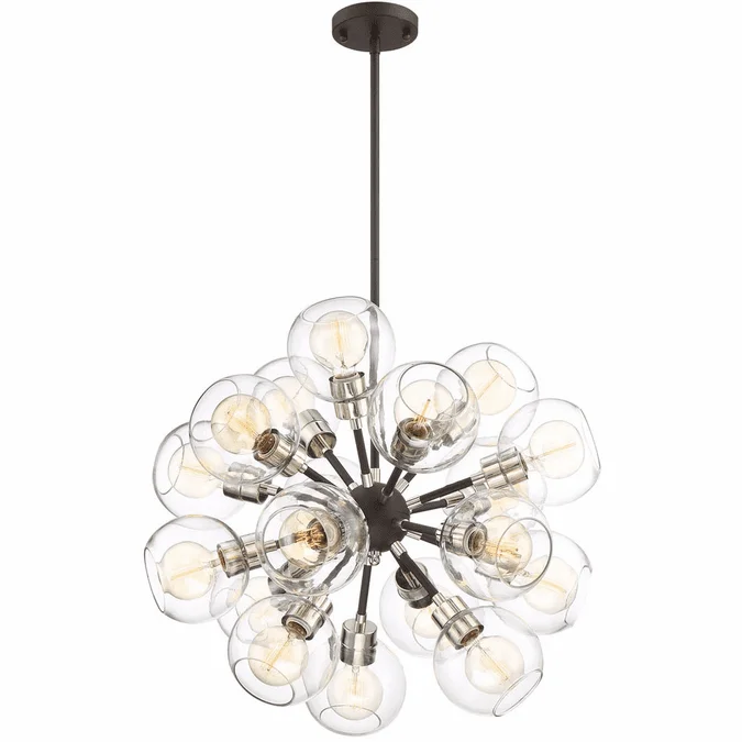 Zeev Lighting CD10225/18/PN+MBK Pierre Contemporary Polished Nickel / Matte Black Chandelier Light