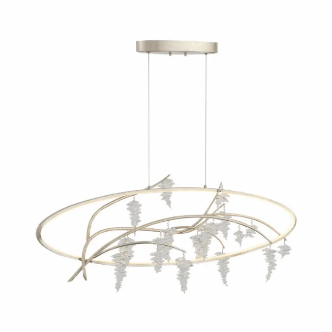 Zeev Lighting CD10290/LED/SL-AG Orchard Contemporary Silver Leaf w/ Antique Gold LED Island Light Fixture