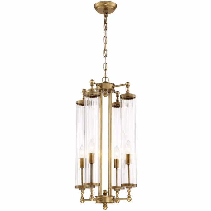 Zeev Lighting P30068/4/AGB Regis Modern Aged Brass Foyer Lighting Fixture