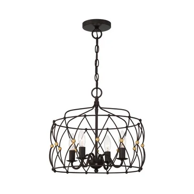 Zucca Four Light Pendant in English Bronze + Antique Gold (60|ZUC-A9030-EB-GA)